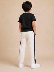 Premium Boys Trouser-White with Navy-T13