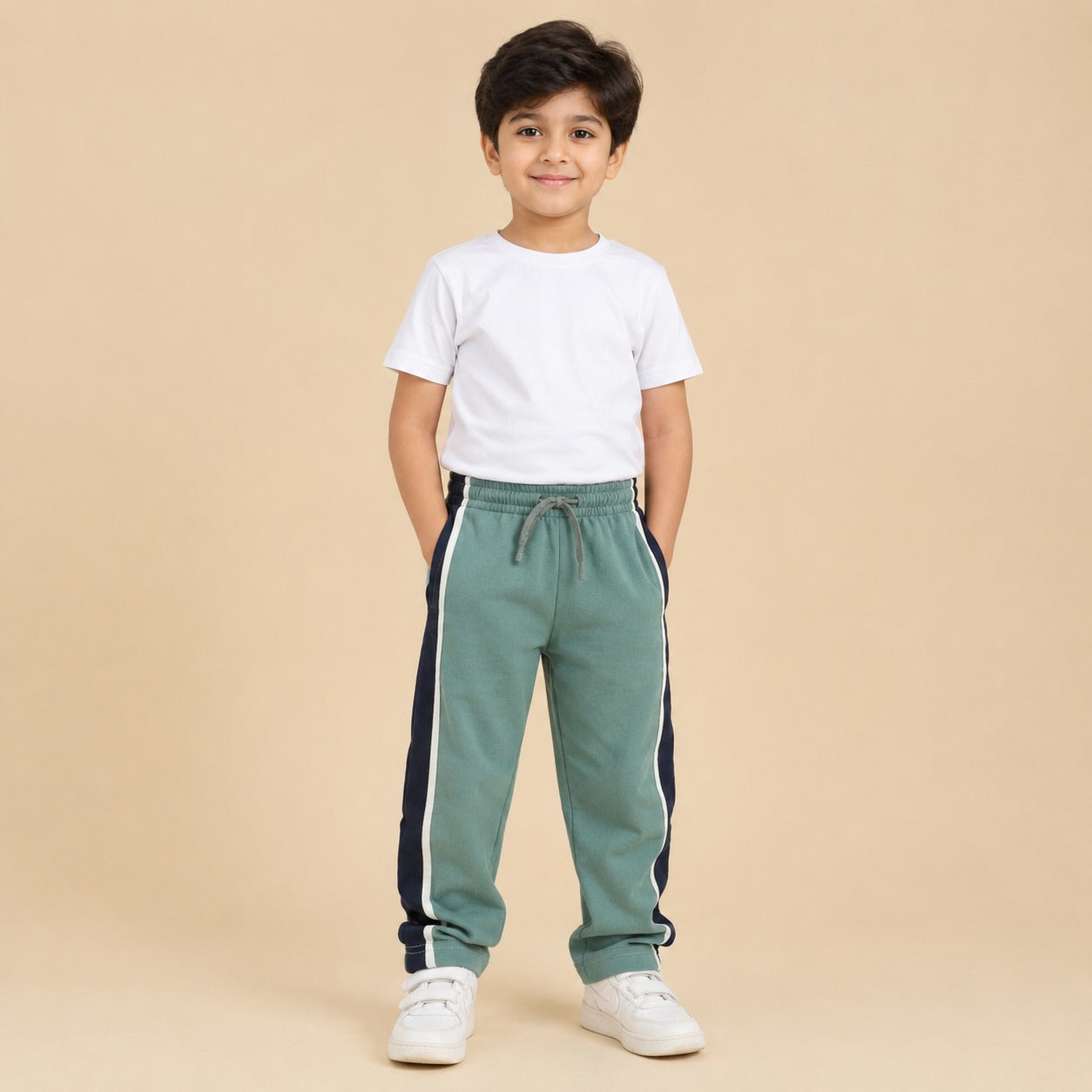 Premium Boys Trouser-Burnt Orange with Navy-T10