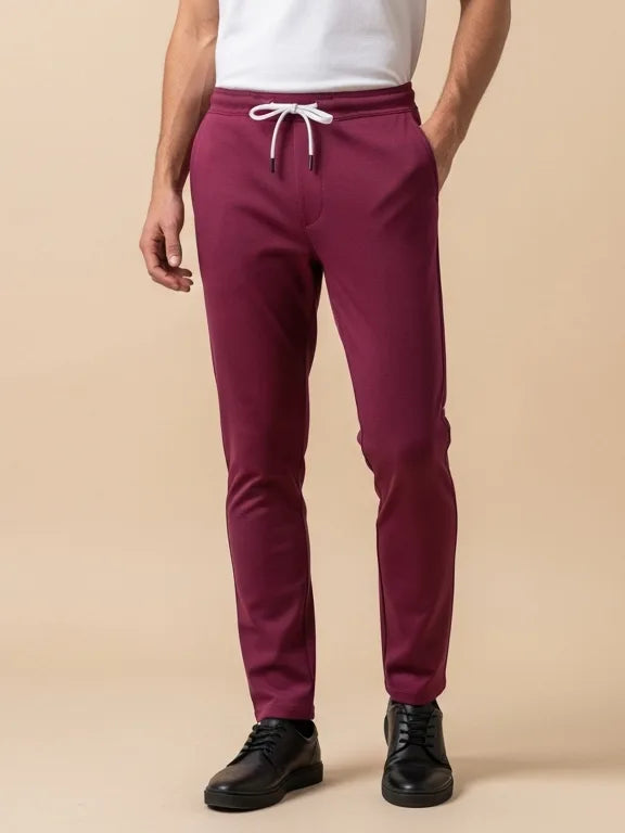 Louis Vicaci Slim Fit Lycra Trouser Pent For Men-Dark Magenta Pink-BE3294