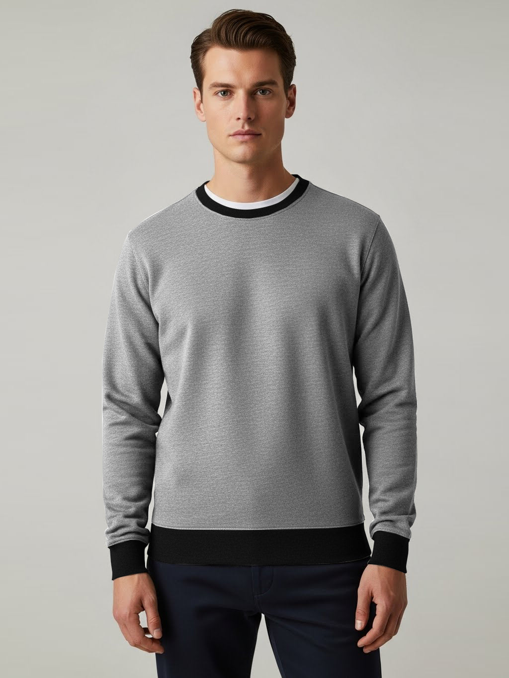 Upgrade Fashion Terry Fleece Funky Style Sweatshirt For Men-Charcoal Melange-UFS01