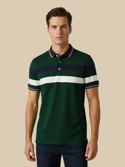 LV Summer Dry Fit Polo Shirt For Men-Dark Green with Stripe-BE1563/BR13779