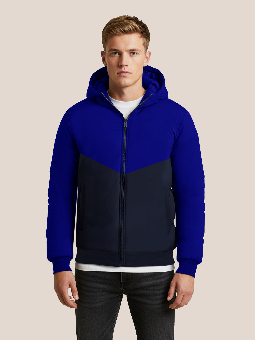 Payper Zipper Winter Jacket For Men-Royal Blue & Navy-PH05