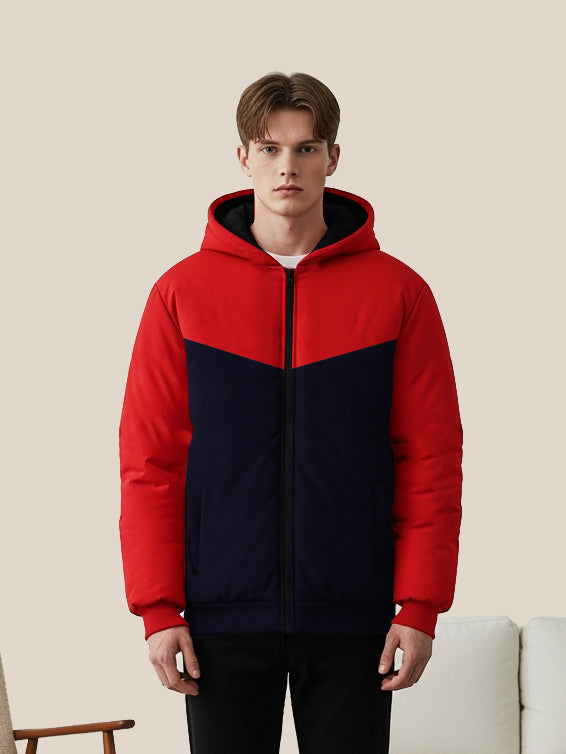 Payper Zipper Winter Jacket For Men-Red & Navy-PH04
