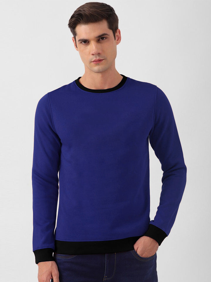 Upgrade Fashion Fleece Funky Style Sweatshirt For Men-Dark Blue with Black-NS09