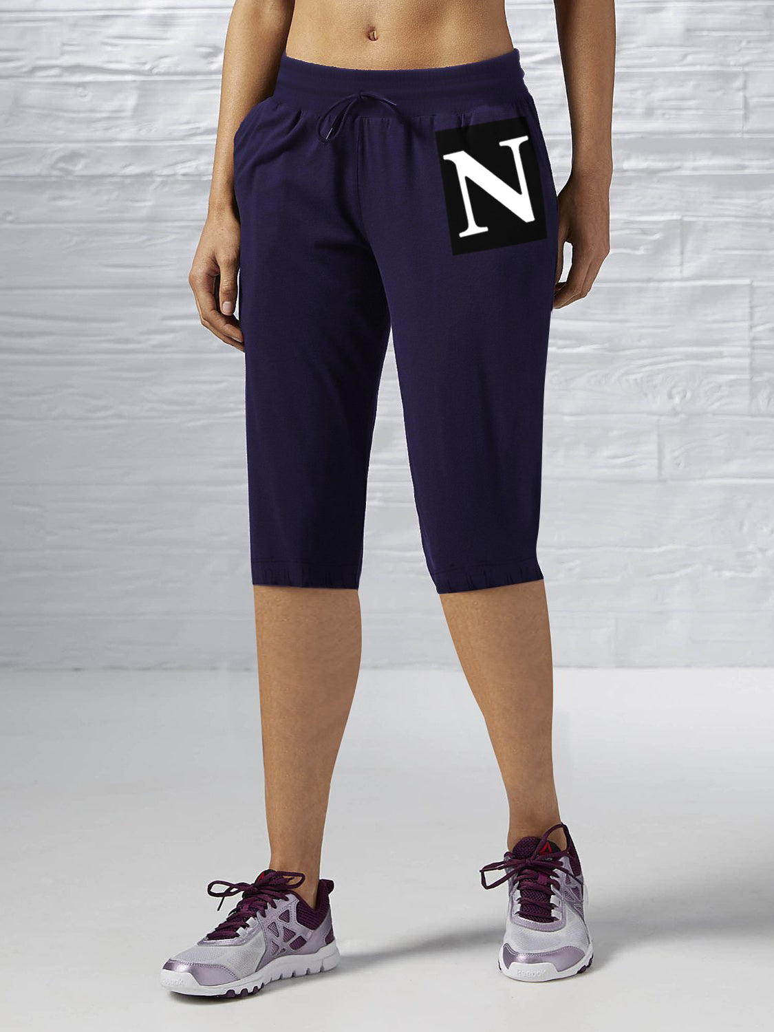 Nyc Polo Fleece Gathering Bottom Capri For Ladies-Dark Purple-SP2001