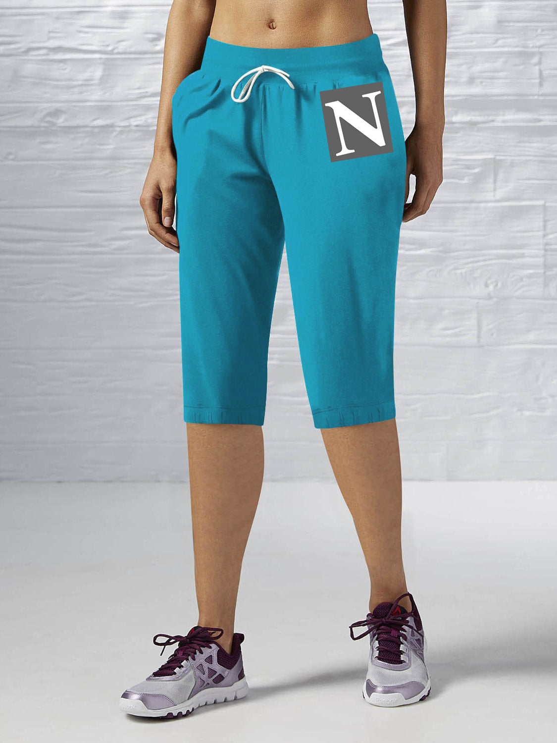 Nyc Polo Fleece Gathering Bottom Capri For Ladies-Sky Blue-SP2006/RT2503