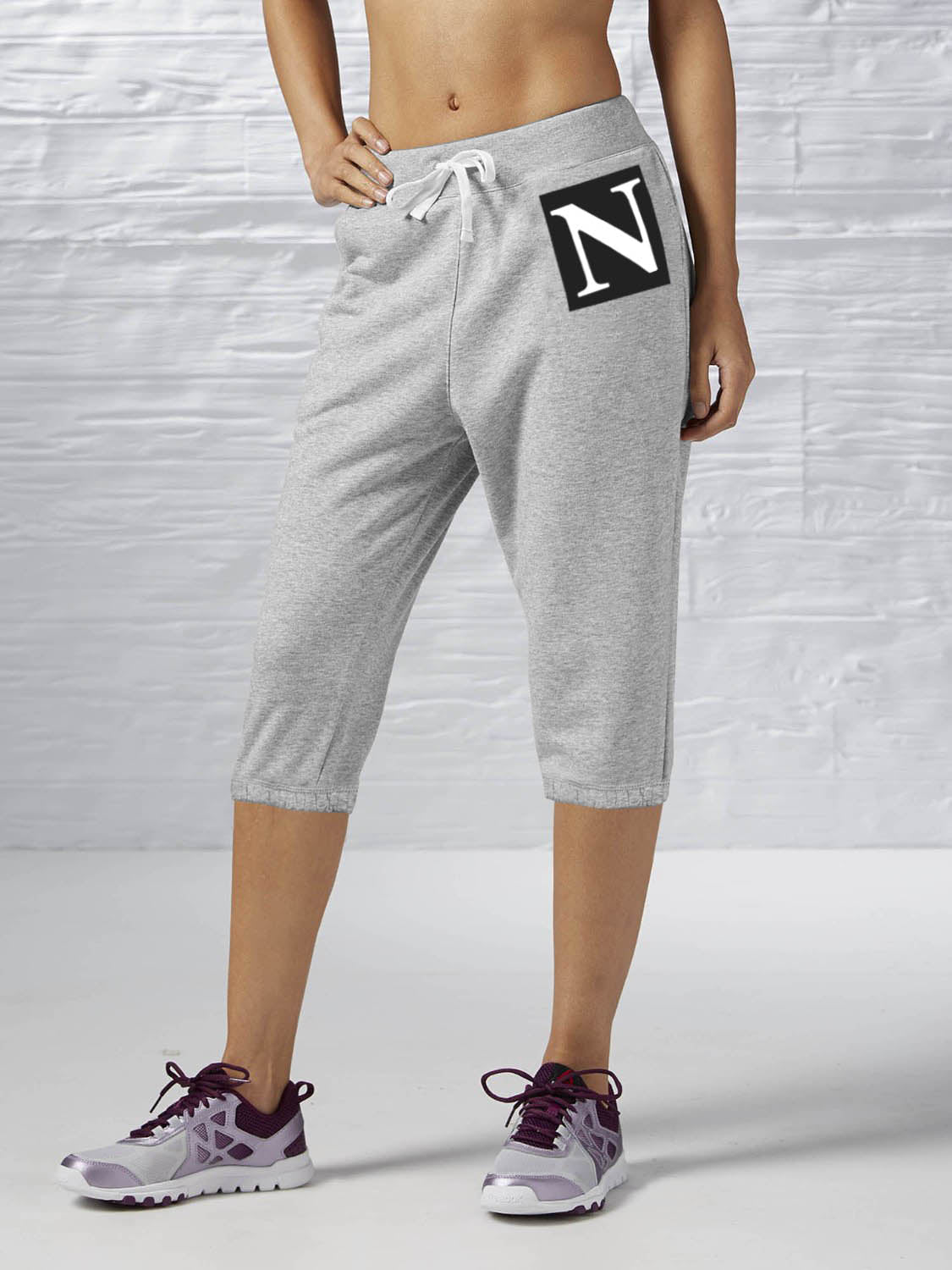 NYC Polo Fleece Gathering Bottom Capri For Ladies-Grey Melange-SP2009