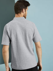 Azur Single Jersey Polo Shirt For Men-Grey Melange-BR13163