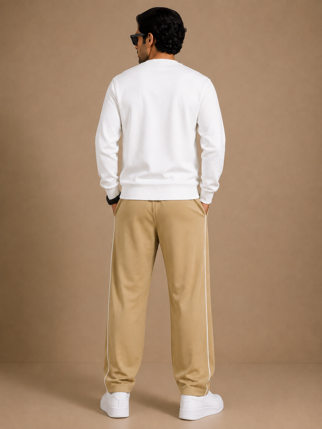 Stylish Regular Fit Both Season Trouser For Men Light brown with white stripes tr3