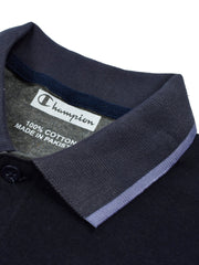 Champion Single Jersey Polo Shirt For Kids-Charcoal Melange with Peach & Navy Panels-BE934/BR13181