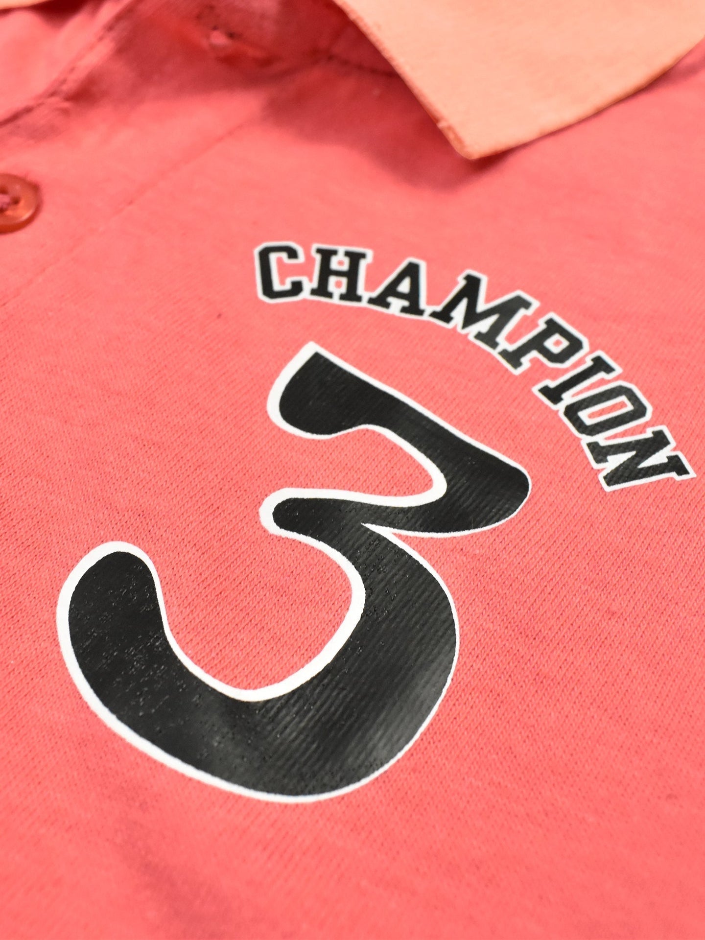 Champion Single Jersey Polo Shirt For Kids-Coral Pink & Black Panels-SP1685/RT2406