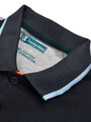 Champion Single Jersey Polo Shirt For Kids-Grey Melange with Yellow & Navy Panels-SP1722/RT2424