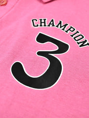 Champion Single Jersey Polo Shirt For Kids-Magenta with Cyan & Black-SP1684/RT2405