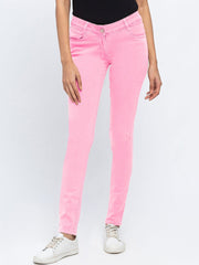 Charlis Togle Slim Fit Cotton Denim For Ladies-Light Pink-CSD07