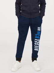 Diesel Terry Fleece Slim Fit Jogger Trouser For Kids-Navy-BE334