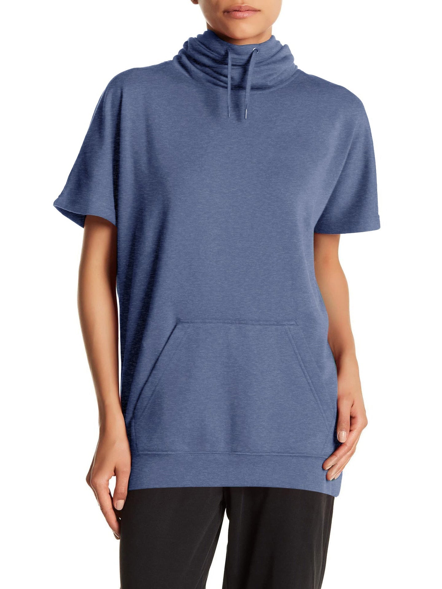 NK Fleece Short Sleeve Hoodie For Ladies-Purple Melange-SP803