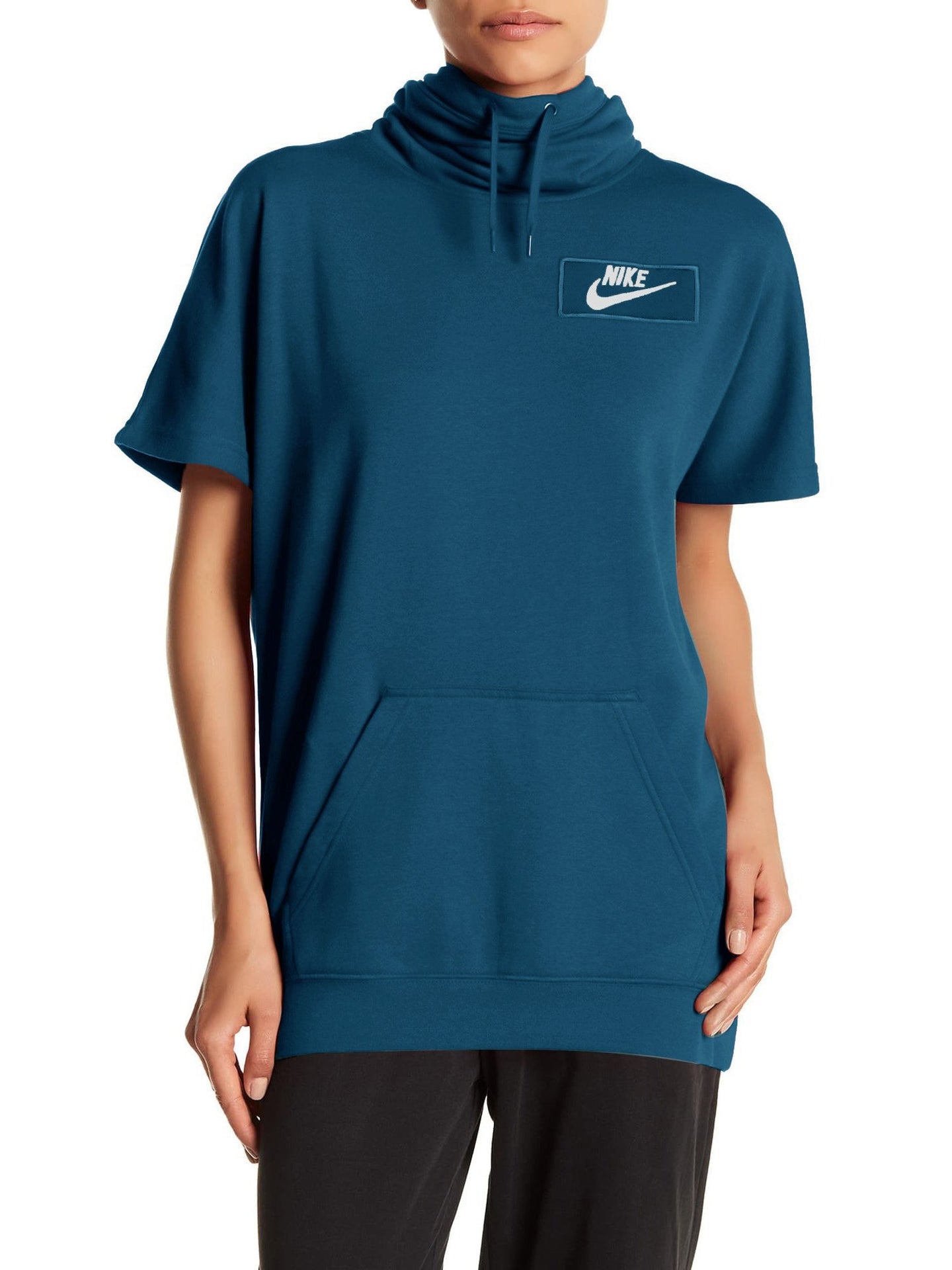 NK Fleece Short Sleeve Hoodie For Ladies-Navy-SP762
