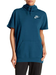 NK Fleece Short Sleeve Hoodie For Ladies-Navy-SP762