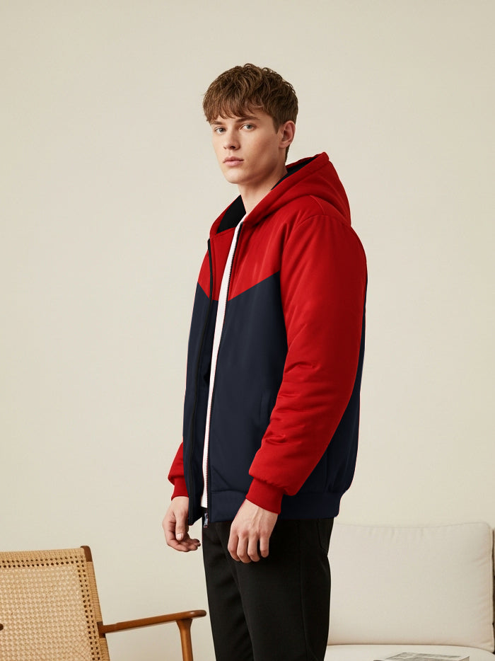 Payper Zipper Winter Jacket For Men-Red & Navy-PH04
