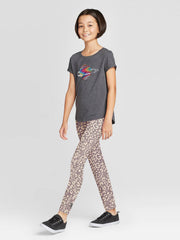 Guess Stylish Tights Leggings For Girls-Dark Tea Pink with Allover Print-RT2507