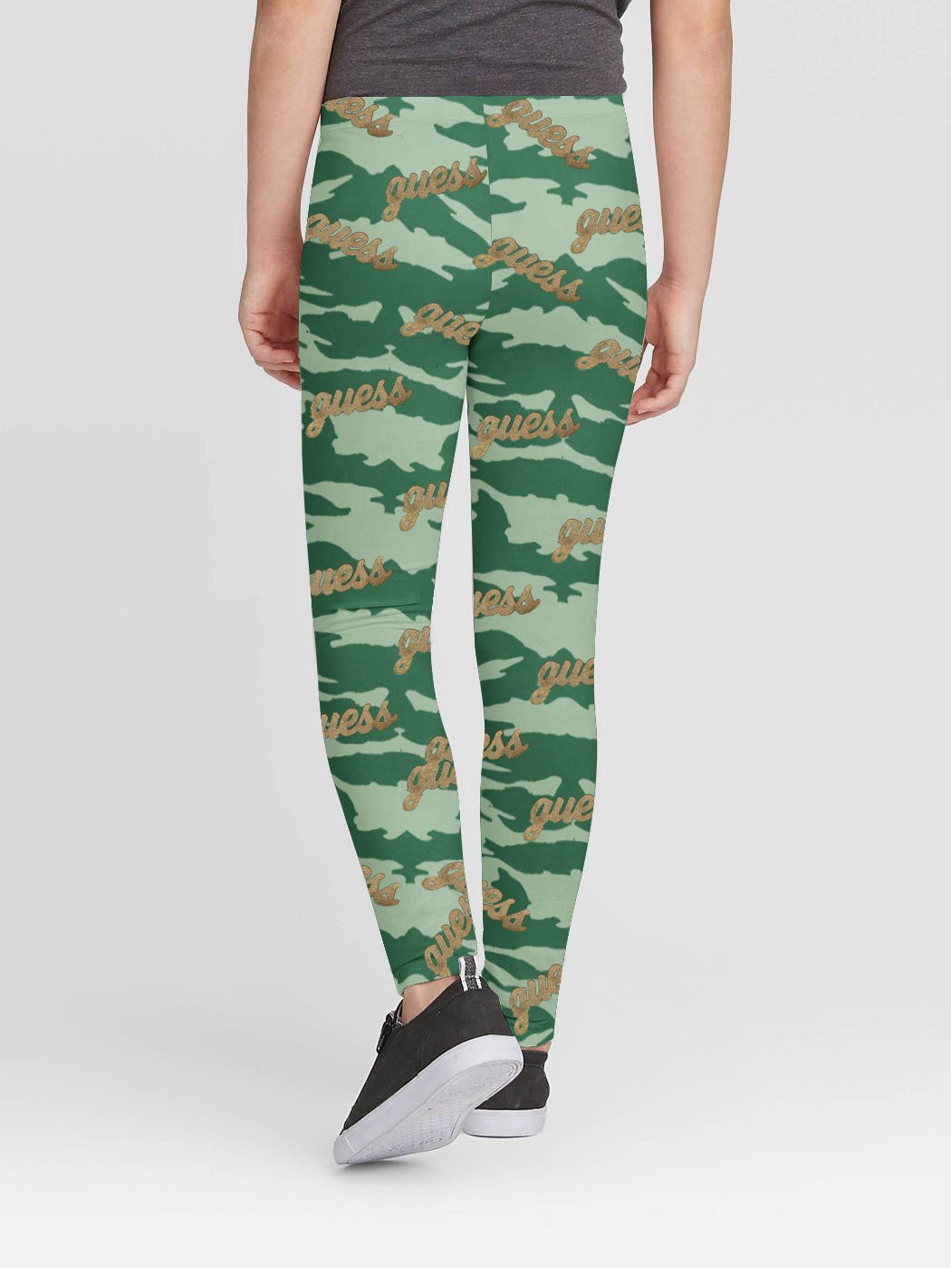 Guess Stylish Legging For Girls-Green Camouflage Allover Print-RT2508