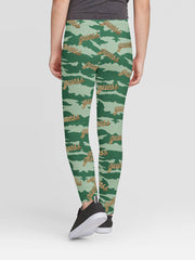 Guess Stylish Legging For Girls-Green Camouflage Allover Print-RT2508