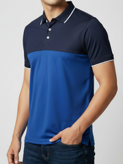 Rawgear Spandex Dry Polo Shirt For Men-Dark Navy & Royal Blue-BE1854