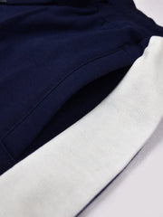 Y.F.K Fleece Jogger Trouser For Kids-Navy with White Panels-BR923