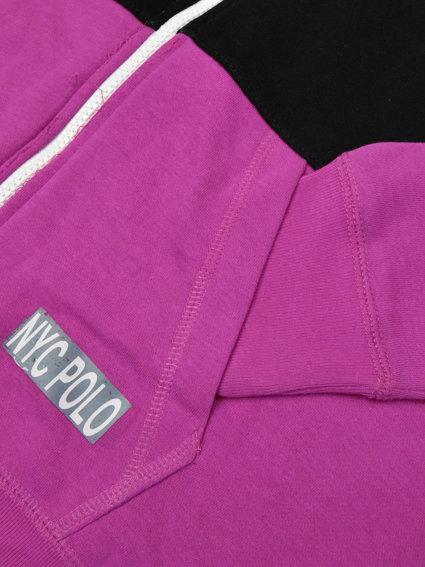 Nyc Polo Fleece Zipper Hoodie For Men-Dark Pink with Black Panel-SP56