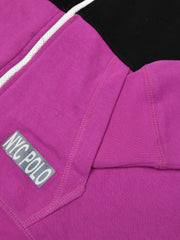 Nyc Polo Fleece Zipper Hoodie For Men-Dark Pink with Black Panel-SP56