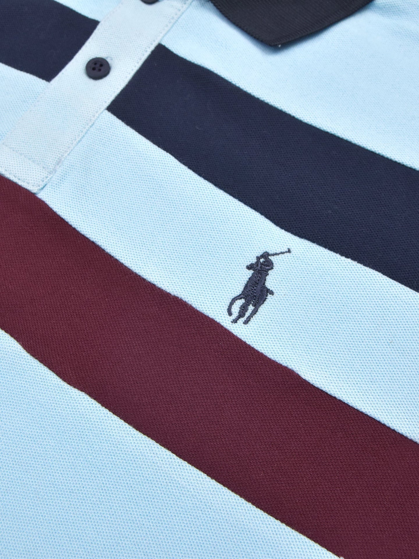 PRL Summer Polo Shirt For Men-Light Sky with Navy & Maroon Panel-BR13097