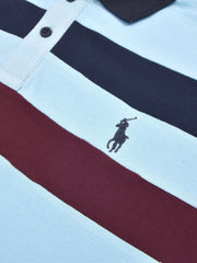 PRL Summer Polo Shirt For Men-Light Sky with Navy & Maroon Panel-BR13097