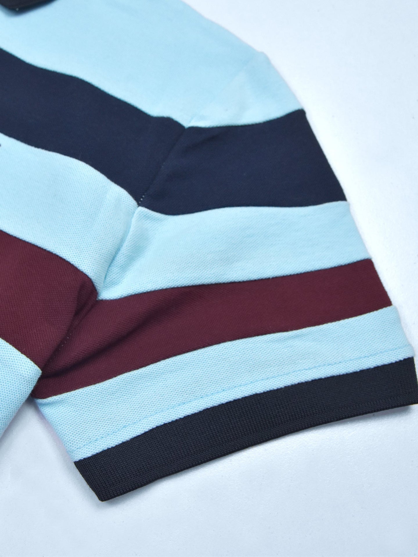 PRL Summer Polo Shirt For Men-Light Sky with Navy & Maroon Panel-BR13097