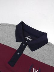 LV Summer Polo Shirt For Men-Navy with Grey Melange & Maroon-SP1439/RT2327