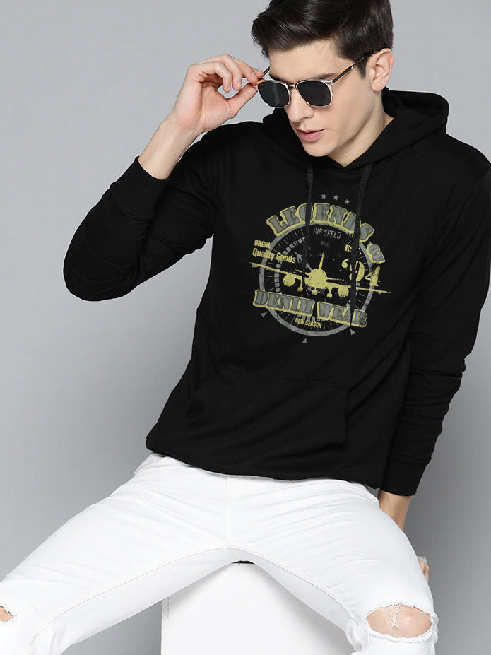 Next Fleece Pullover Hoodie For Men-Black-RT1086