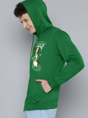 Next Fleece Pullover Hoodie For Men-Green With Print-SP327