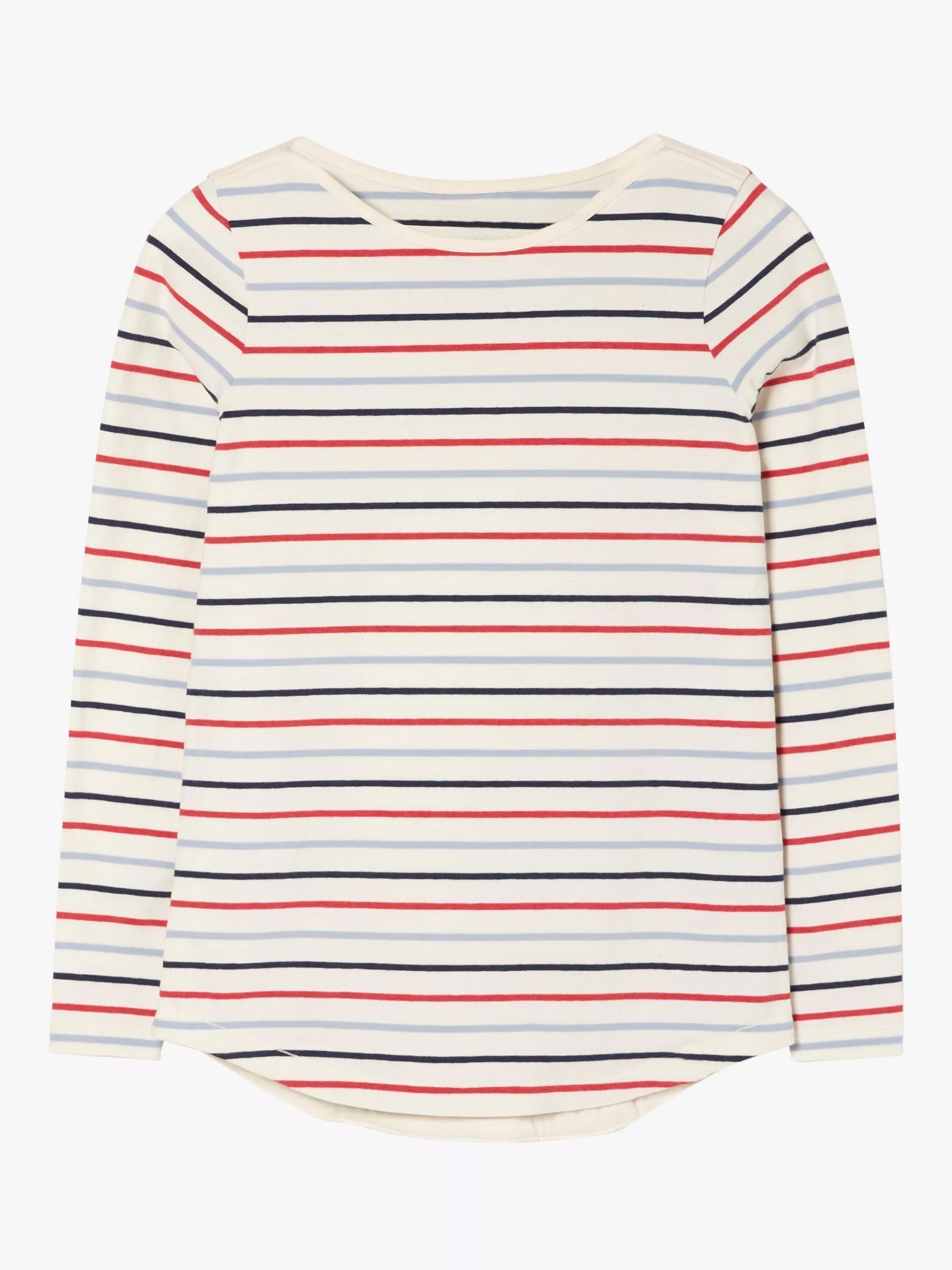 Nxt Long Sleeve Crew Neck Jersey Lycra Strech Blouse For Ladies-Off White With Stripes-RZ23