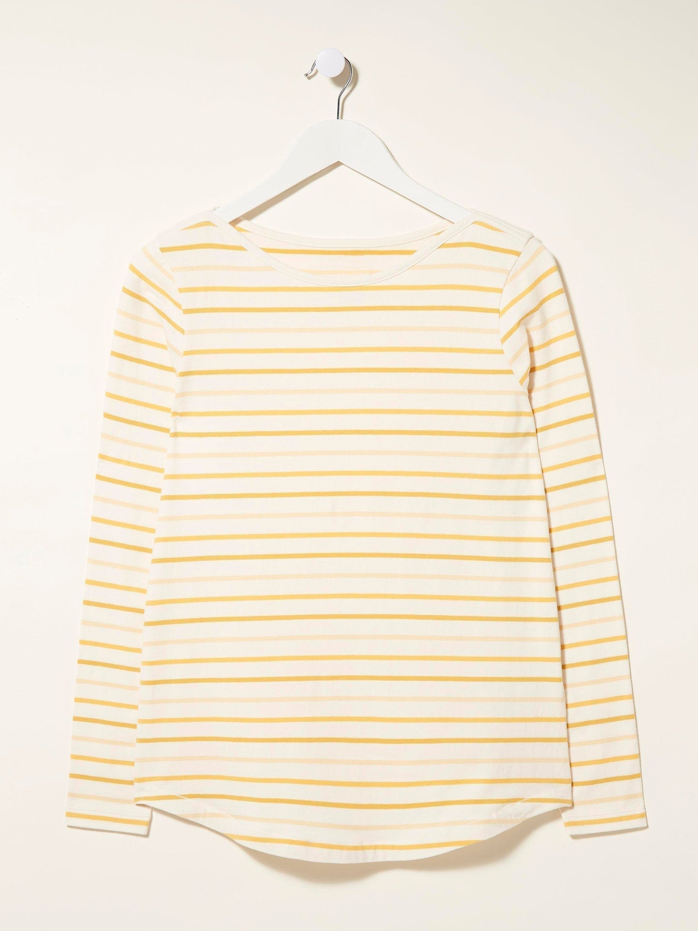 Next Long Sleeve Crew Neck Jersey Lycra Strech Blouse For Ladies-White With Stripes-AN3891