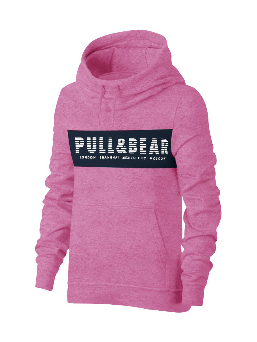 P&B Fleece Pullover Hoodie For Men-Magenta Melange With Navy Panel-SP733