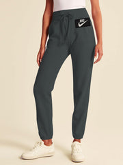 NK Fleece Without Pockets Gathering Bottom Trouser For Ladies-Slate Grey-SP582