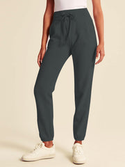 NK Fleece Without Pockets Gathering Bottom Trouser For Ladies-Slate Grey-SP582