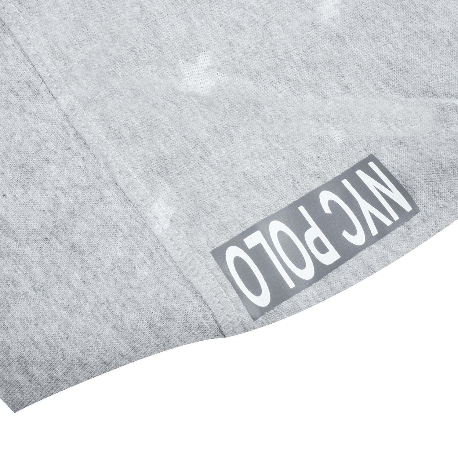 NYC Polo Terry Fleece Sweatshirt For Ladies-Grey Melange with Stars Print-BE13860