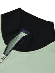 P&B Sleeveless Mock Neck Zipper Jacket For Men-Cyan Green & Black-BE512/BR1789
