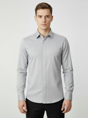 Rawgear 4 Side Lycra Slim Fit Long Sleeve Casual Shirt For Men-Light Grey-RG03