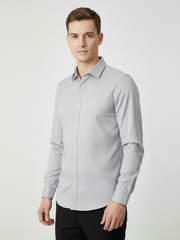 Rawgear 4 Side Lycra Slim Fit Long Sleeve Casual Shirt For Men-Light Grey-RG03