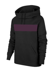 P&B Fleece Pullover Hoodie For Men-Black With  Burgundy Melange Panel-SP637