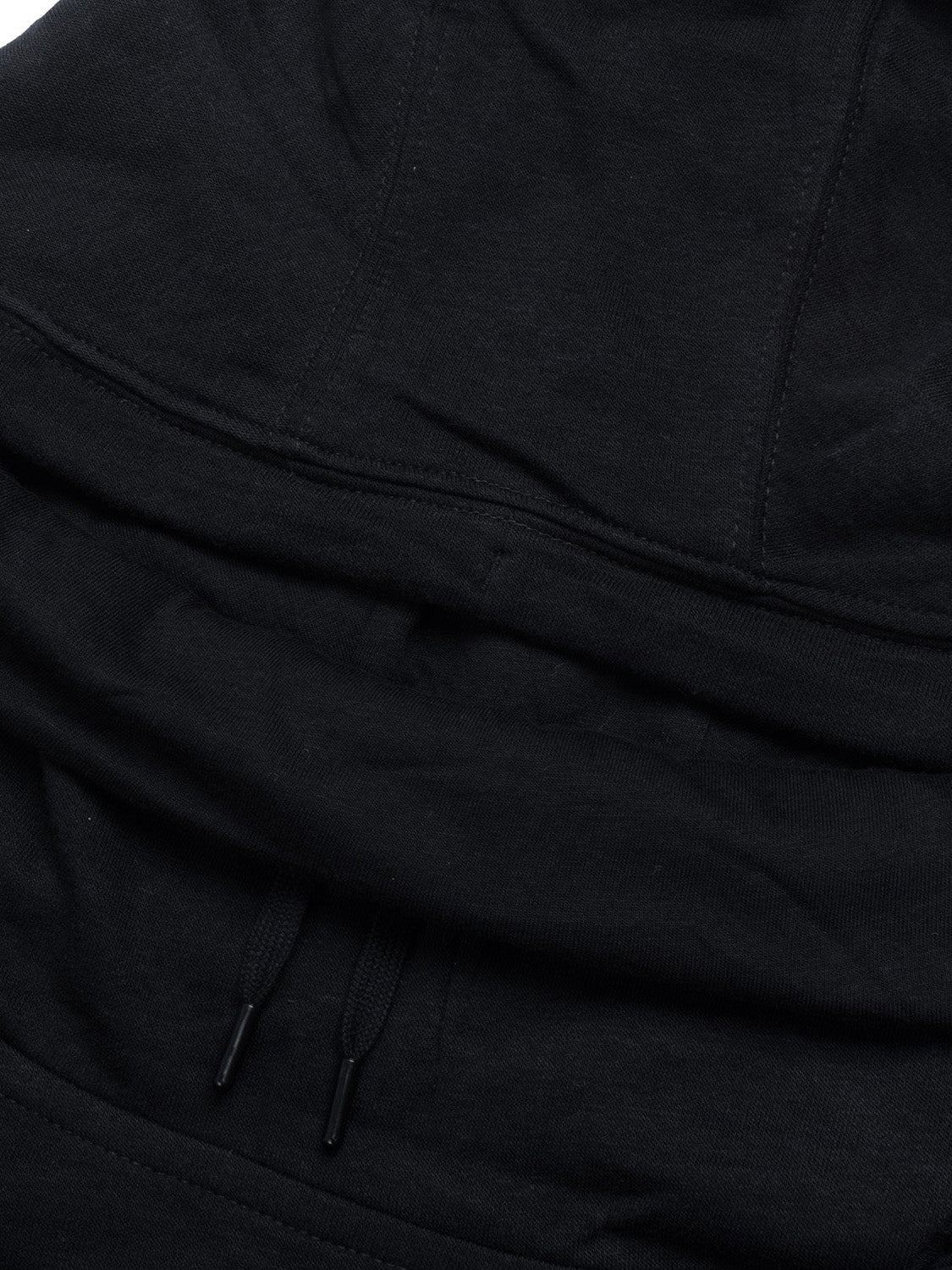 P&B Fleece Pullover Hoodie For Men-Black With  Burgundy Melange Panel-SP637