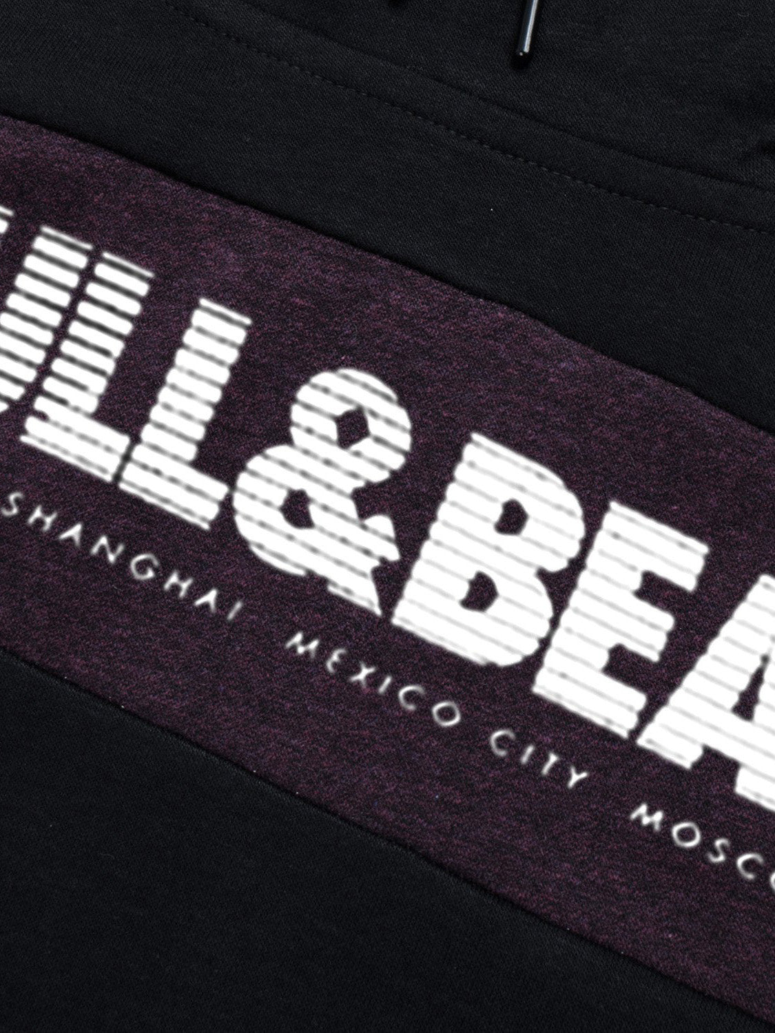 P&B Fleece Pullover Hoodie For Men-Black With  Burgundy Melange Panel-SP637