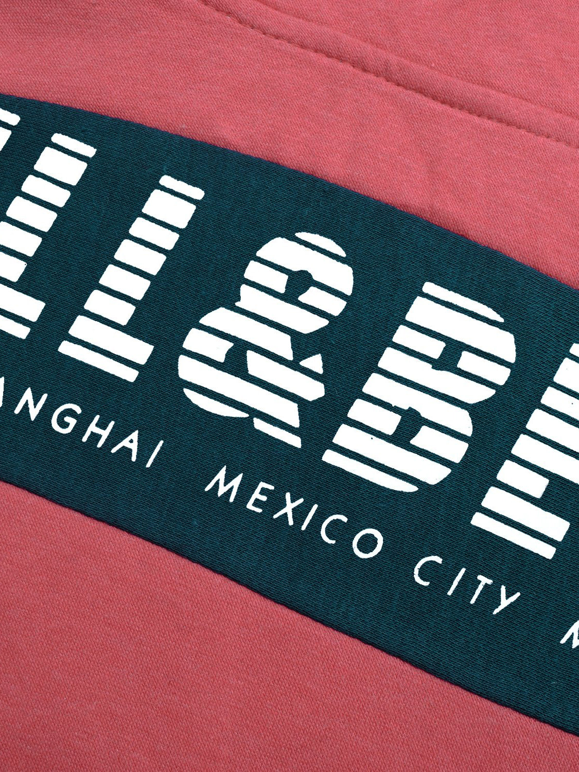 P&B Fleece Pullover Hoodie For Men-Dark Pink Melange With Prussian Blue Panel-SP636/RT2157