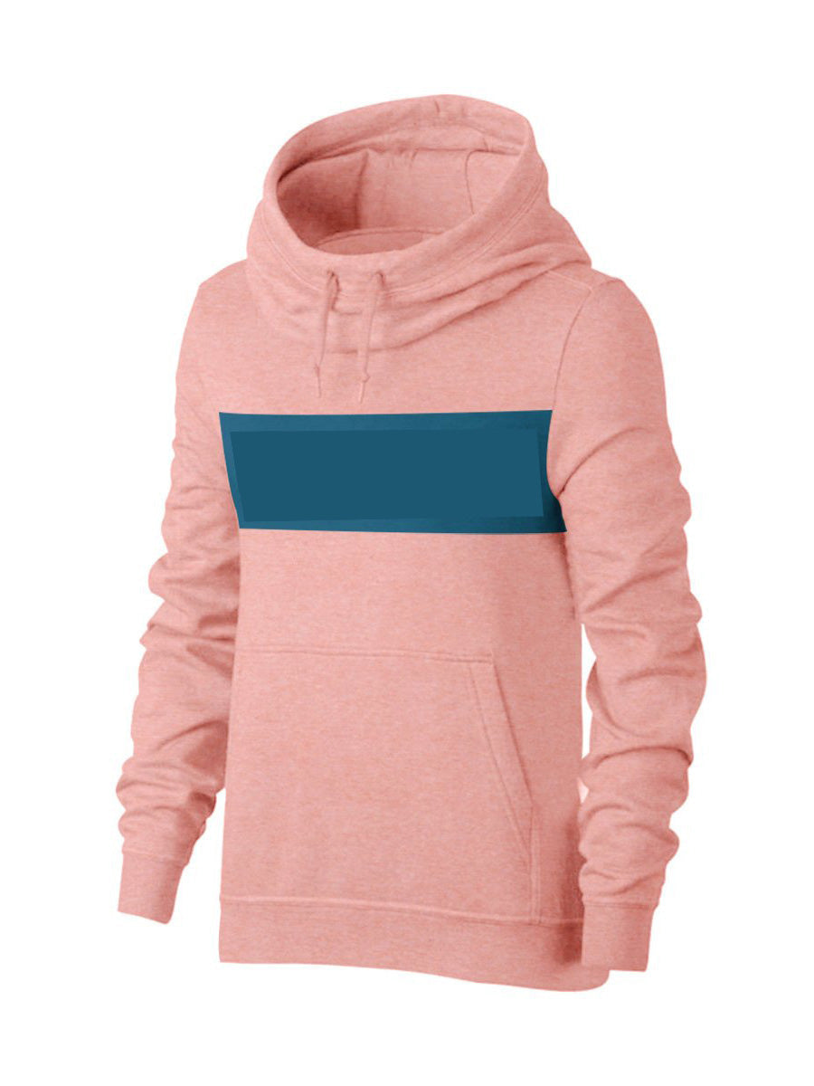 P&B Fleece Pullover Hoodie For Men-Pink Melange With Navy Panel-SP627